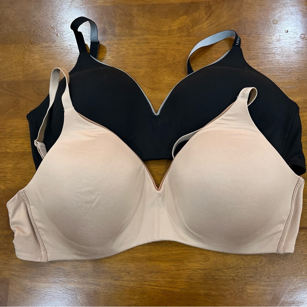 Lot Of 2 Calvin Klein Womens Pink Grey Perfectly Fit Full Coverage Bra XL/EG 38D